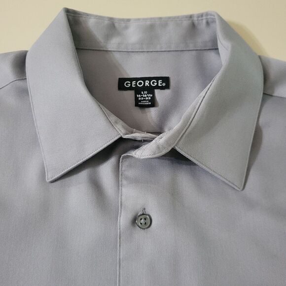 George's Men's Grey Stone Button-Down Dress Shirt - Picture 9 of 15